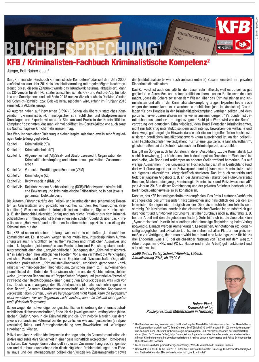 Die umfassende Buchbesprechung. Kriminalisten-Fachbuch – Kriminalistische Kompetenz